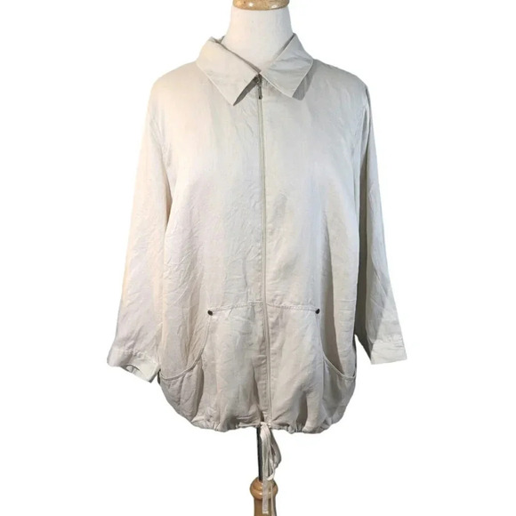 Grace Elements Light Tan Linen Jacket Size 2X - Picture 1 of 7